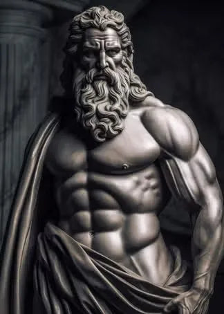 Zeus Greek God Black & White Abstract Canvas Wall Art Print