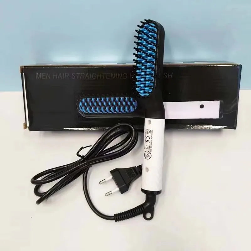 Hair Straightener Multifunctional Professional For Men Beard Straightener Brush Grooming Hot Comb Beard Best Hair Straightener Peaceful Pleasures Health and Wellness WHITE UK
