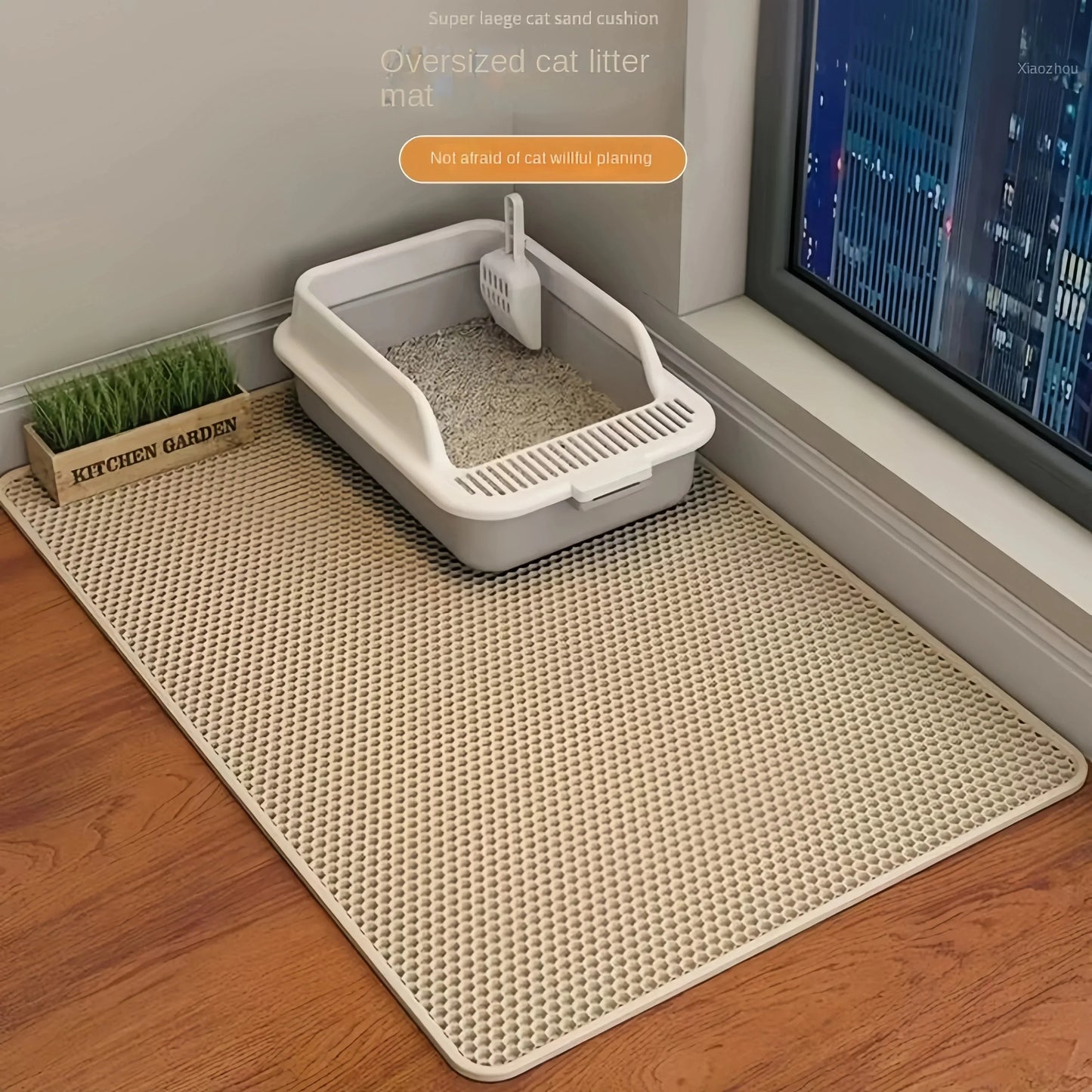 Cat Litter Mat Waterproof Double Layer Pet Litter Box Mat Pet Toilet Cat Mat Nonslip Sand Cat Washable Mat Pet Clean Peaceful Pleasures Health and Wellness Light Yellow