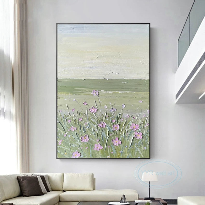 Hand Painted Landscape Wall Art Canvas Poster Modern Abstract Texture Acrylic Oil Painting Home Decor Aesthetics Custom Picture Peaceful Pleasures Health and Wellness