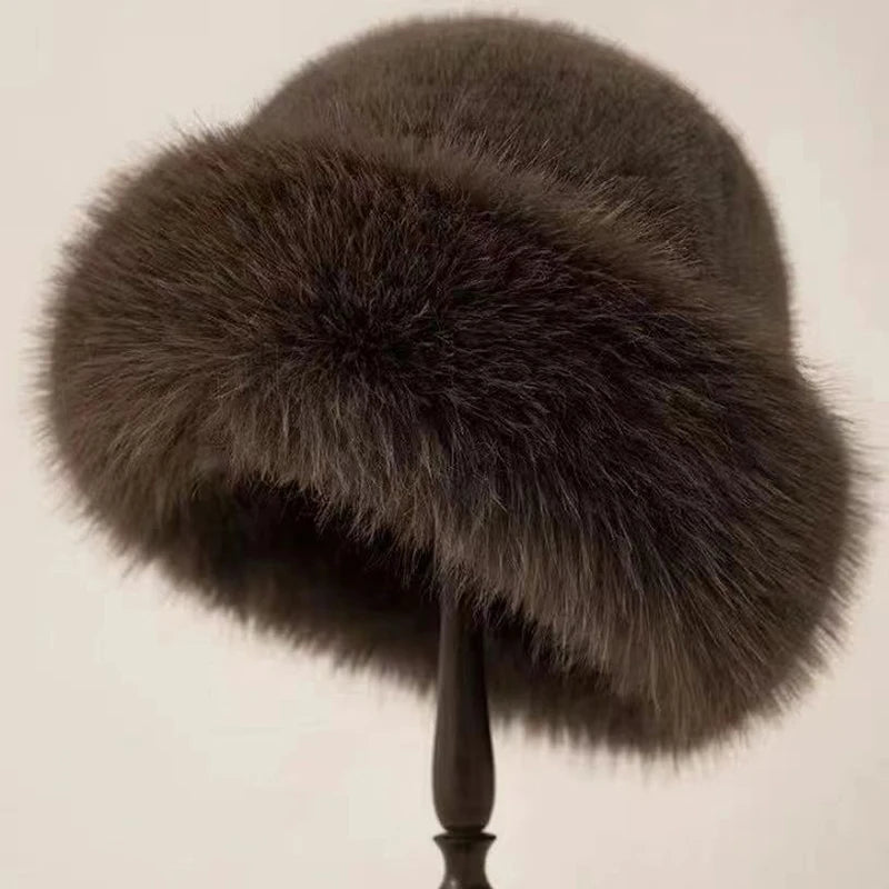 Women's Faux Fox Fur Winter Hat | Warm Windproof Russian Cap