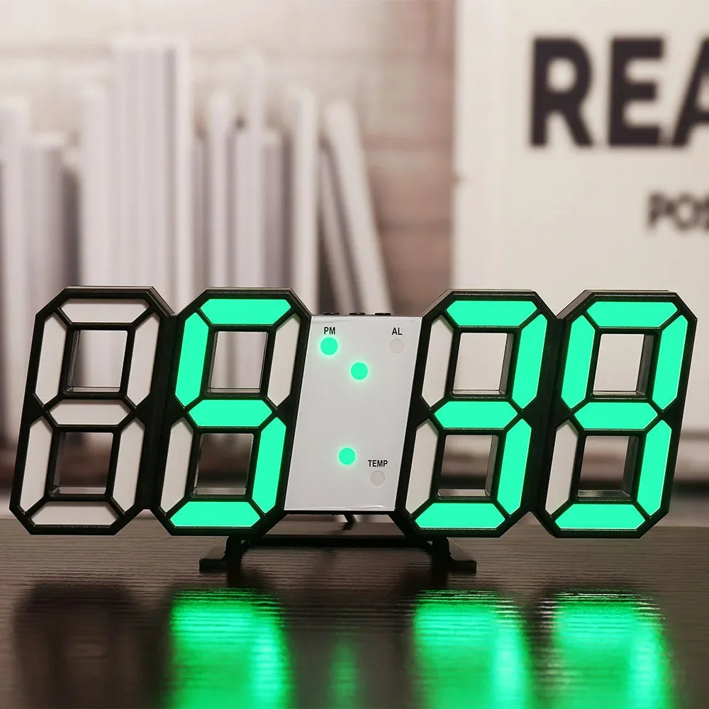 Digital Decoration for Bedroom Desk Watches Led Wall Clock Living Room Alarm Modern Home and Decoration Electronic Table Decor Peaceful Pleasures Health and Wellness Black green light