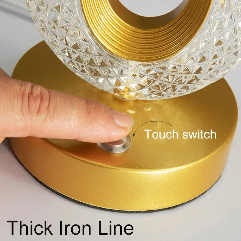 Touch Control 3D Crystal Track Night Light Girls Room Home Decor Aesthetics USB Bedside LED Ambient Table 3D Moon Lamp Peaceful Pleasures Health and Wellness