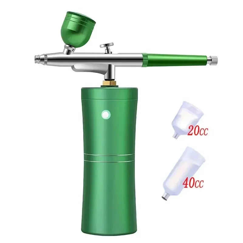 7.4v Airbrush Nail With Compressor Portable Air Brush Nails Compressor For Nail Art Painting Airbrush Compressor Paint Crafts Peaceful Pleasures Health and Wellness Green Kit