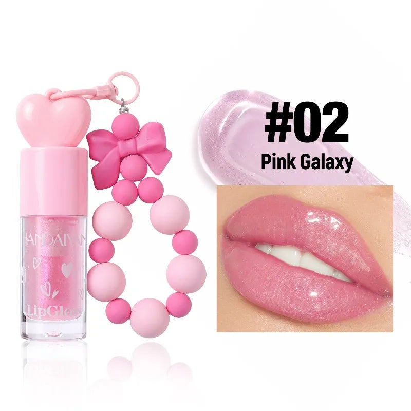 Glitter Lip Oil Bowknot Keychain – 4 Shades, High Shine