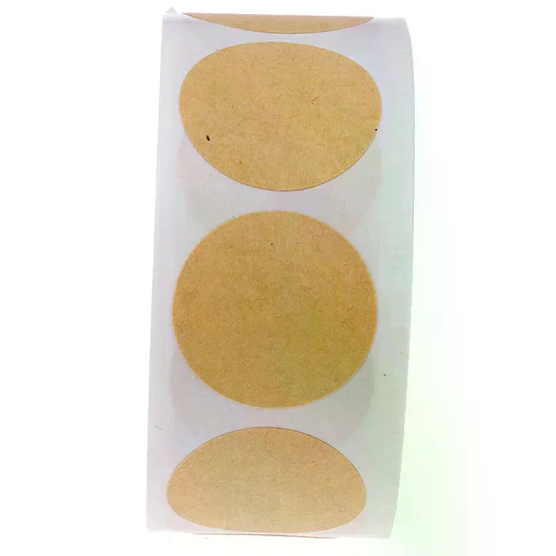 500 Kraft Round Stickers 1" Self-Adhesive Labels Per Roll