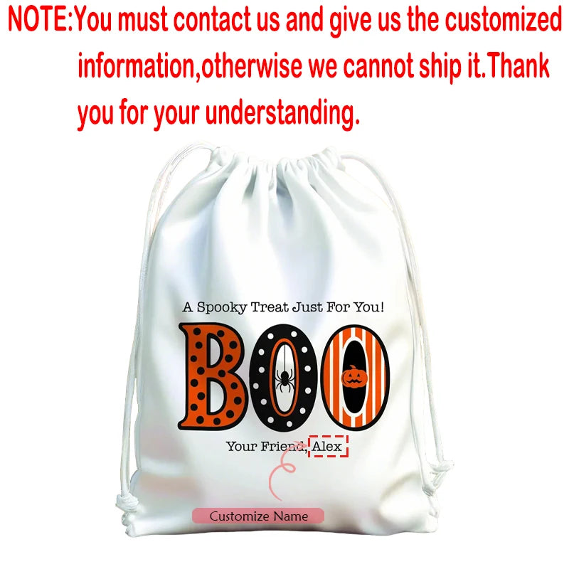 5-Pack Personalized BOO Halloween Drawstring Candy Bags for Kids Halloween Party Favors Peaceful Pleasures Health and Wellness custom bag 5pcs 13X18cm