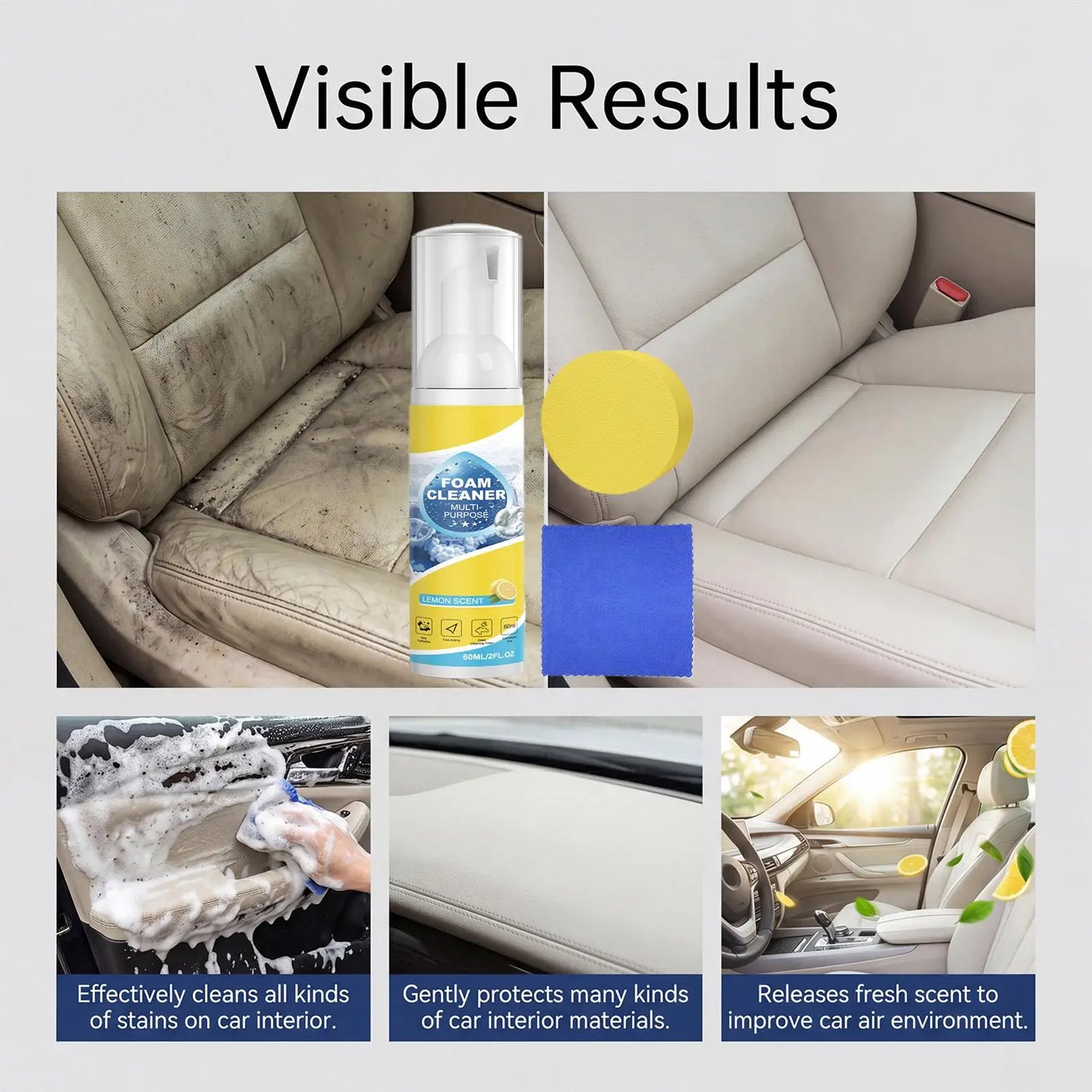 60ml Multi-Purpose Foam Cleaner | Car, Home & Kitchen