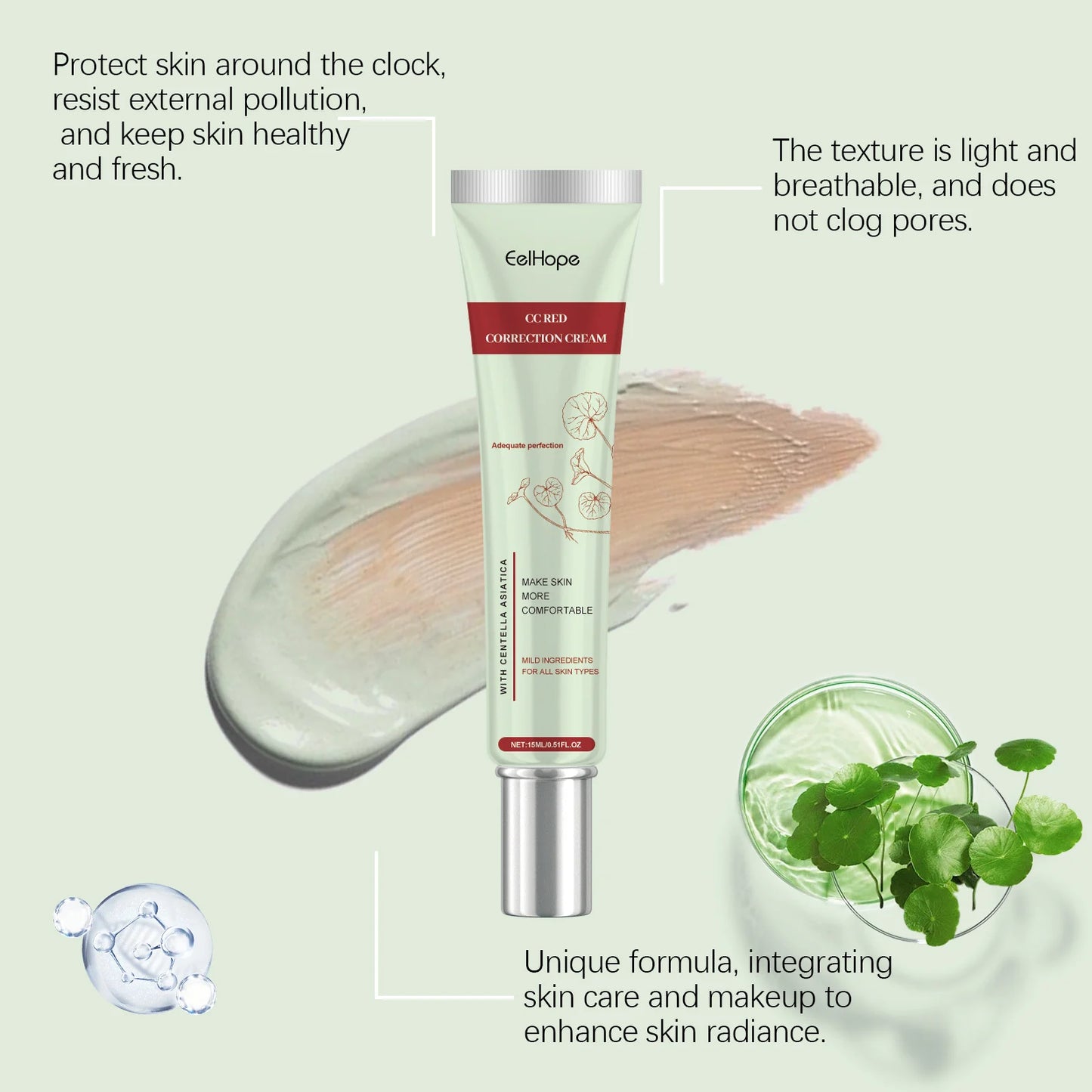 Eelhope Centella Asiatica CC Cream – SPF, Concealer & Moisturizer