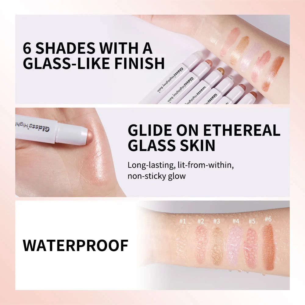 Glassy Highlighter Balm Brighten Complexion Deep Hydration Long Lasting Wear Highlighting Cream Eye Cheek Lip Body Glossy Pen Peaceful Pleasures Health and Wellness