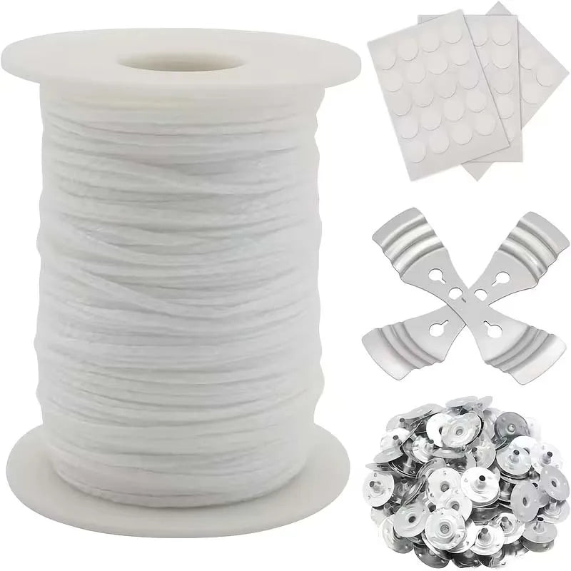 DIY Candle Making Kit – Cotton Wick, 100 Sustainer Tabs & Holders