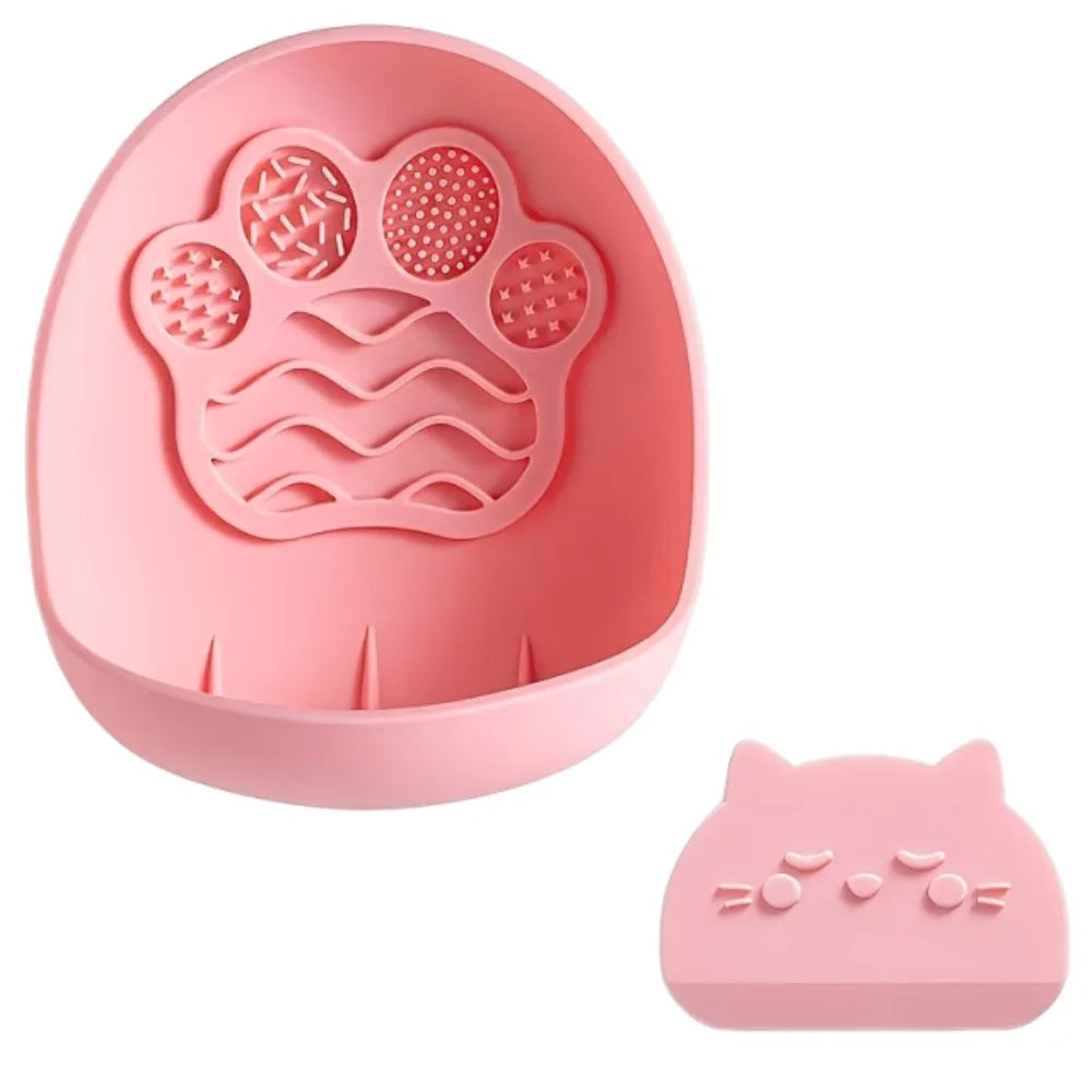 Silicone Suction Cup Cat Bowl | Non-Slip Slow Feeder Pet Dish