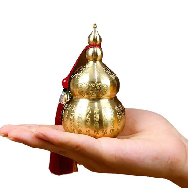Feng Shui Brass Gourd Ornament | Wealth & Good Luck Decor