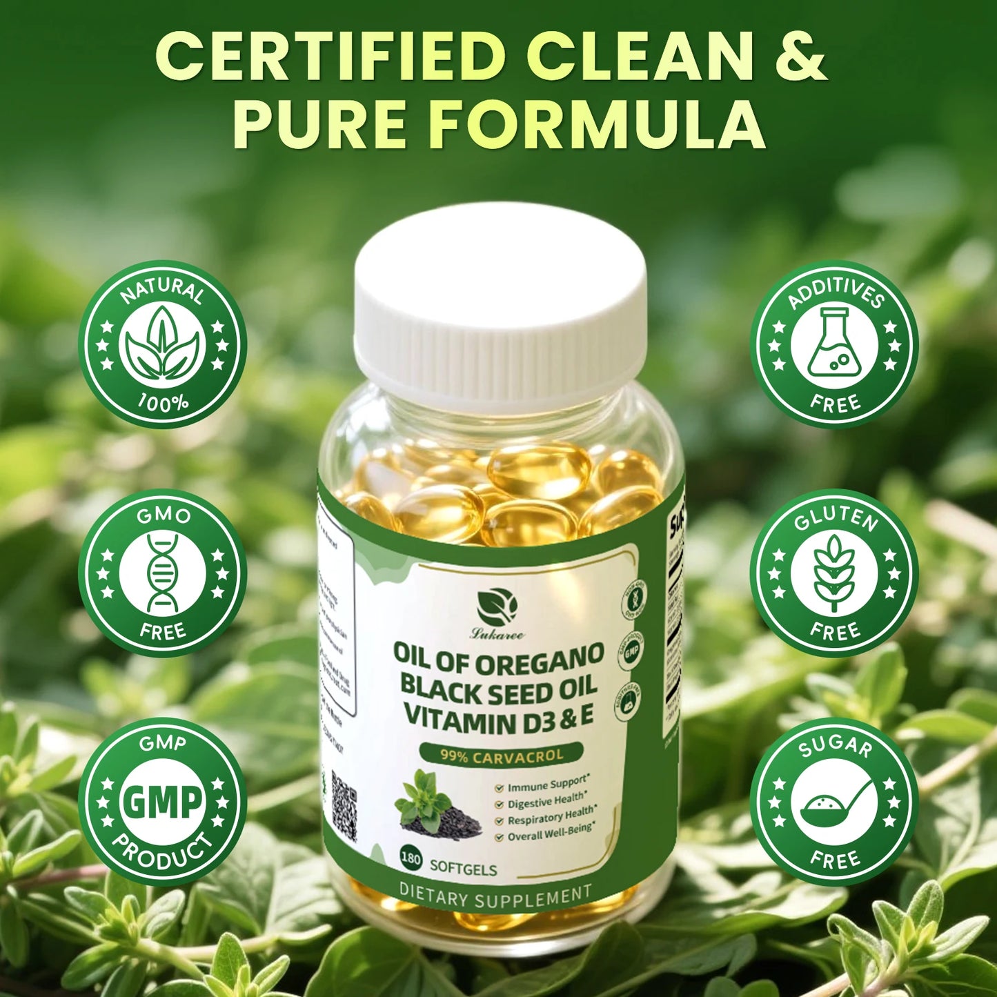 Organic Oregano Oil Capsules with Black Seed Oil – Immune & Gut Support Herbal Supplement Peaceful Pleasures Health and Wellness