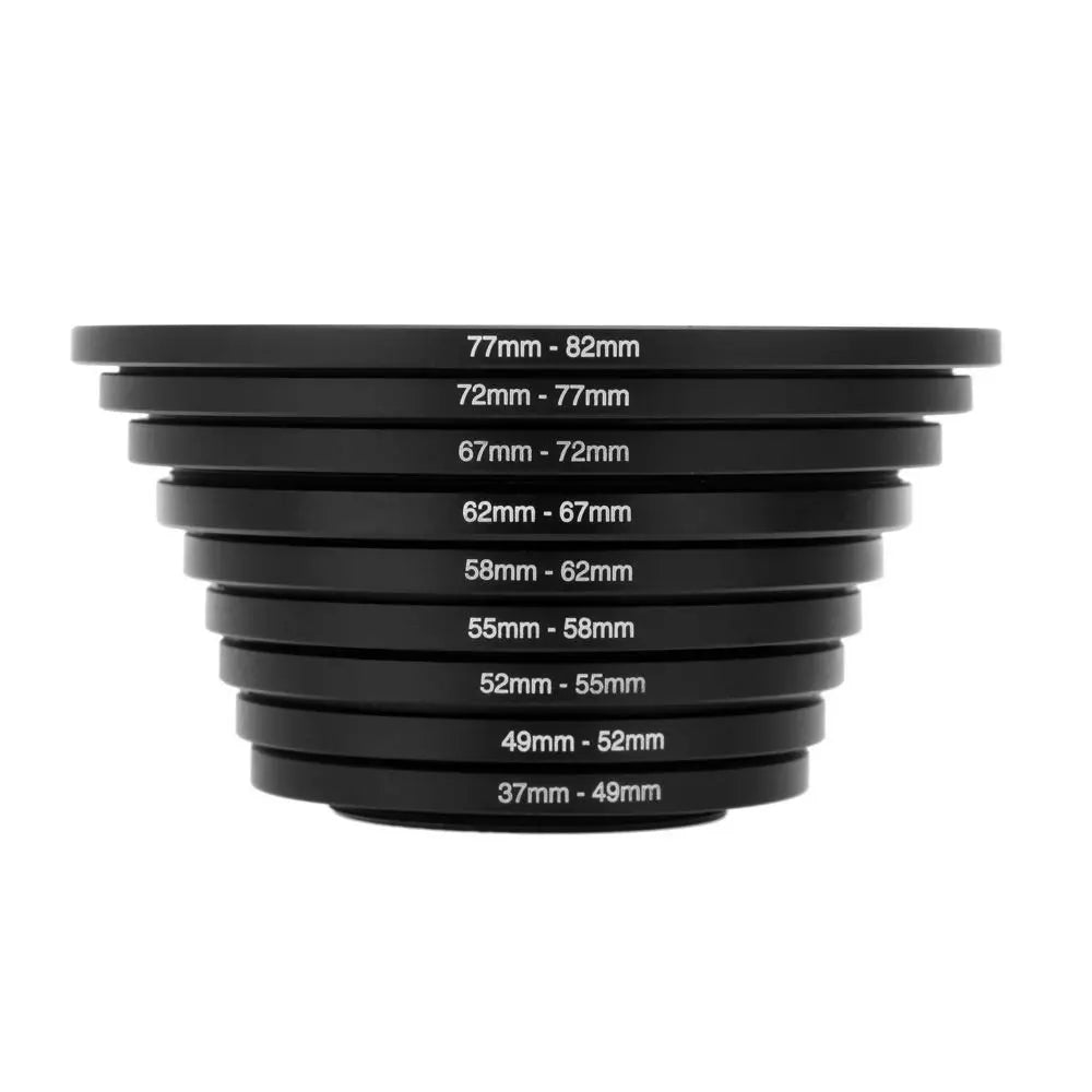 9pcs Filter Ring Adapter Set Step Up Rings 37-82mm Aluminum Alloy Camera Ring Adapter UV ND CPL High Strength Peaceful Pleasures Health and Wellness 9pcs