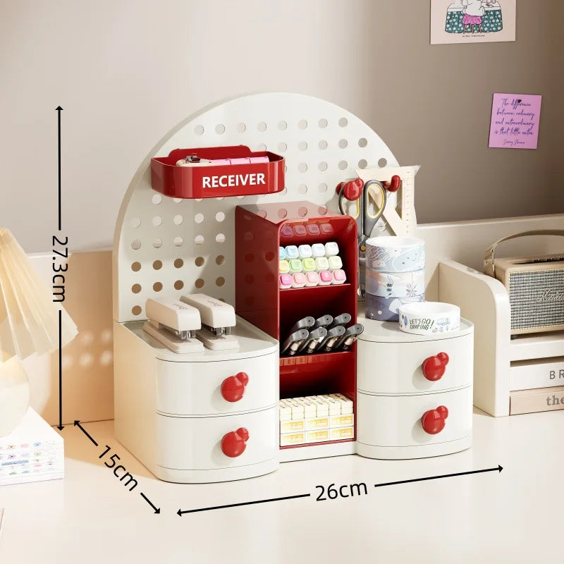 Multifunctional Desktop Organizer | Drawer, Pegboard & Compartments