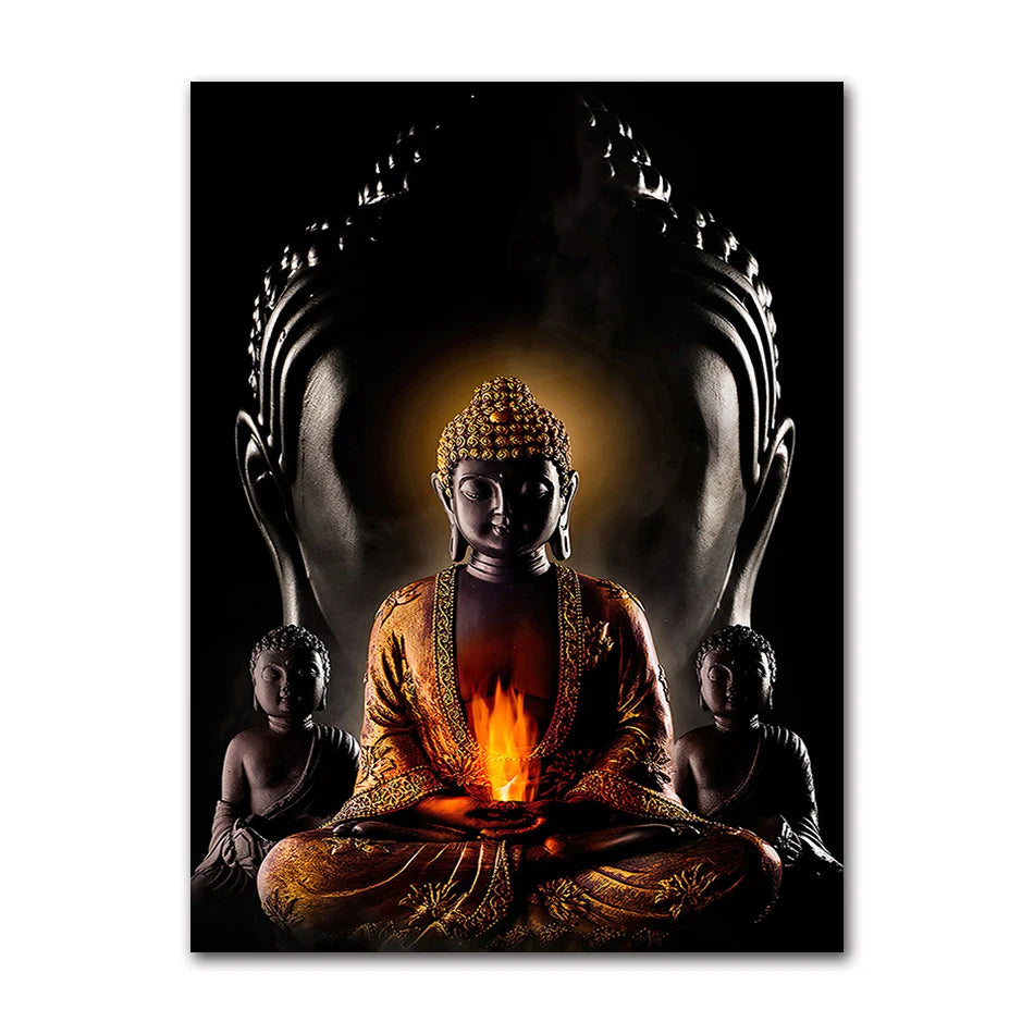 HD Buddha Canvas Wall Art | Zen Statue Print for Living Room