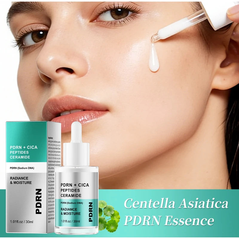 PDRN Cica Centella Serum 30ml Hydrating Repairing Face Essence Boosts Radiance Deeply Moisture Nourish Strengthens Skin Barrier Peaceful Pleasures Health and Wellness