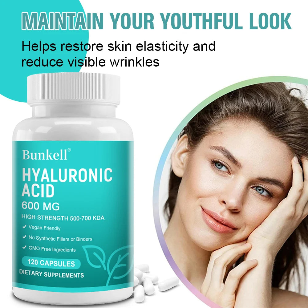 Hyaluronic Acid Capsules - 600 Mg Hyaluronic Acid Capsules - High Dose, 500-700 KDA - Non-GMO, No Synthetic Fillers or Binders Peaceful Pleasures Health and Wellness