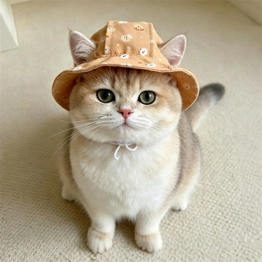 Cartoon UV Sun Hat for Small Cats & Dogs | Pet Bucket Hat Pet Sun Hat Peaceful Pleasures Health and Wellness