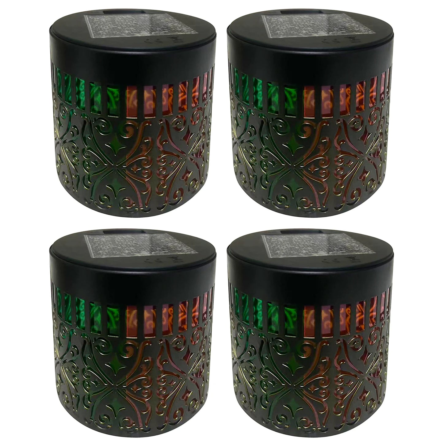 Solar Fence Lights Mandala Theme Waterproof Metal Solar Powered Deck Step Stair Lights for Garden Post Patio Backyard Decor Peaceful Pleasures Health and Wellness Colorful Light 4pcs