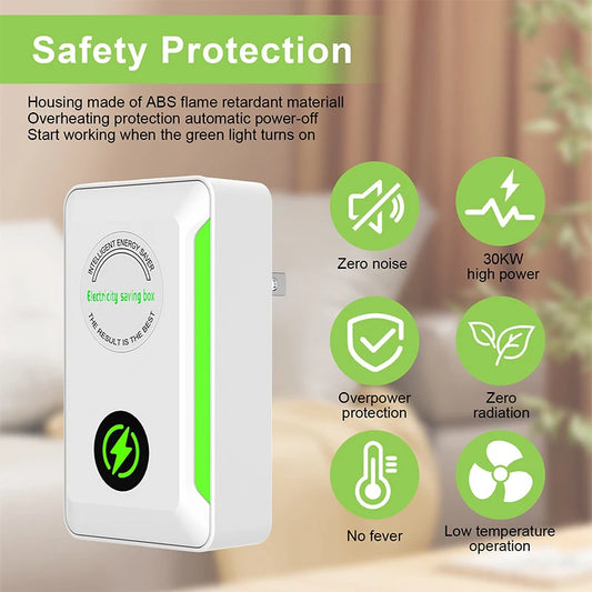 Electric Energy Saver Smart Power Saver Portable Electricity Saving Box US/EU Plug Socket Adapter For Cost Reducing Office Home Peaceful Pleasures Health and Wellness