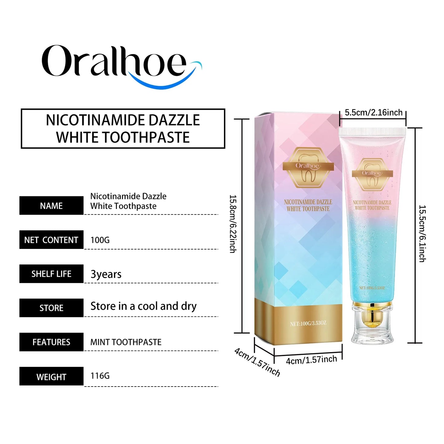 Oralhoe Niacinamide Whitening Toothpaste | Sensitive Gum Care