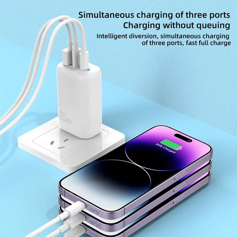 65W USB-C Fast Charger PD | EU US UK Plug – iPhone & Samsung