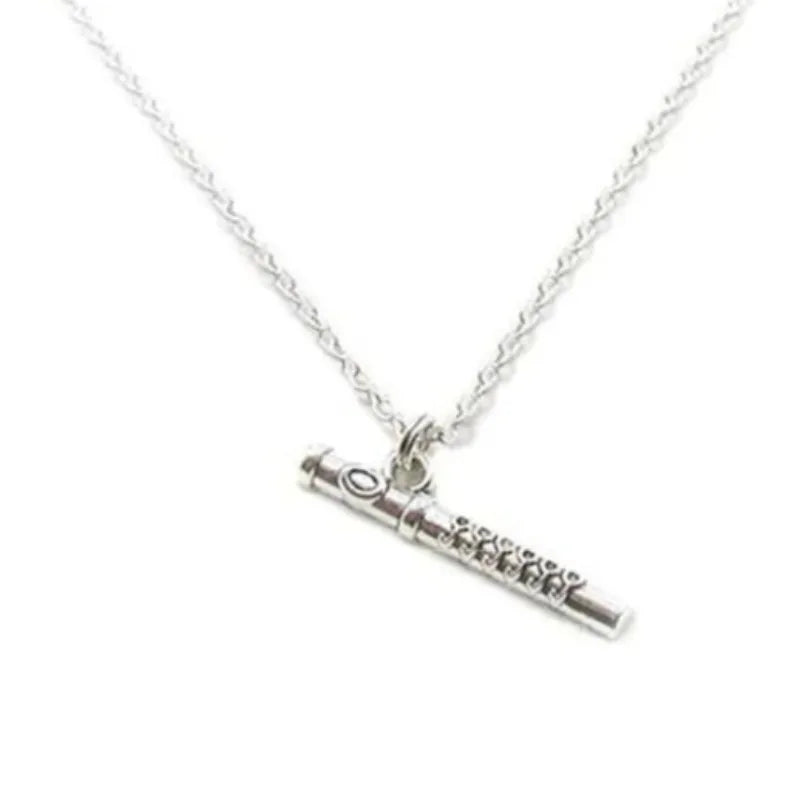 Flute Necklace Charm Music Teacher Pendant Musical Instrument Band