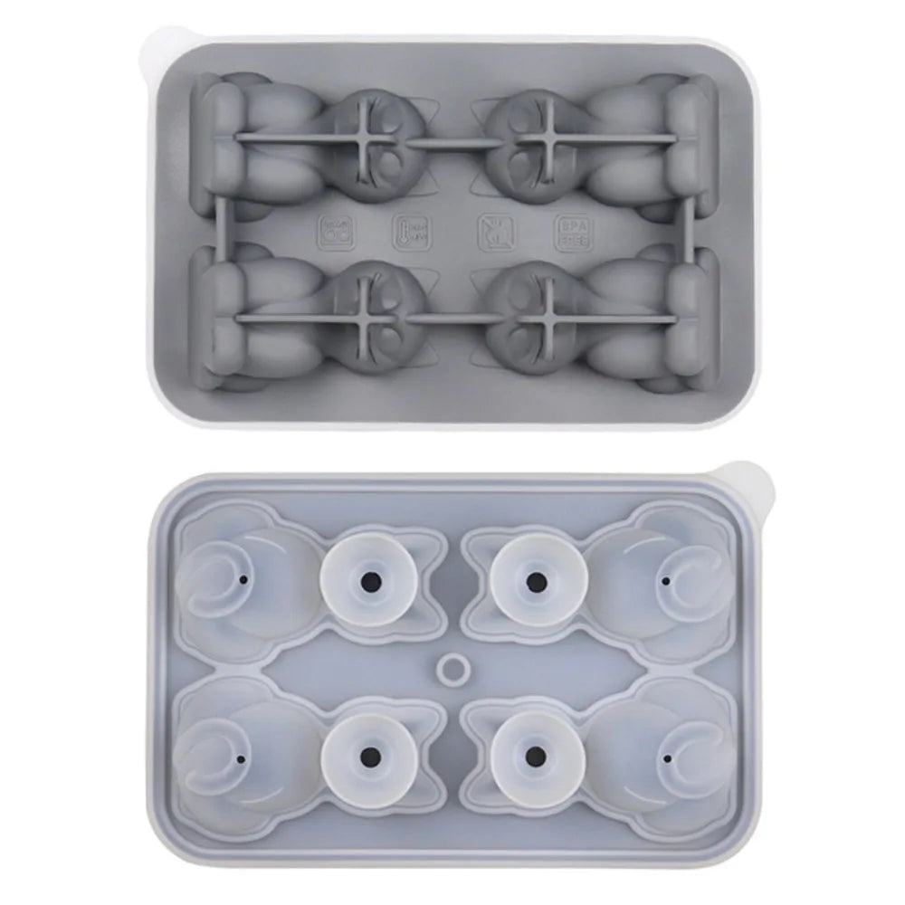 3D Cat Ice Cube Mold – BPA-Free Silicone, 4 Cavities