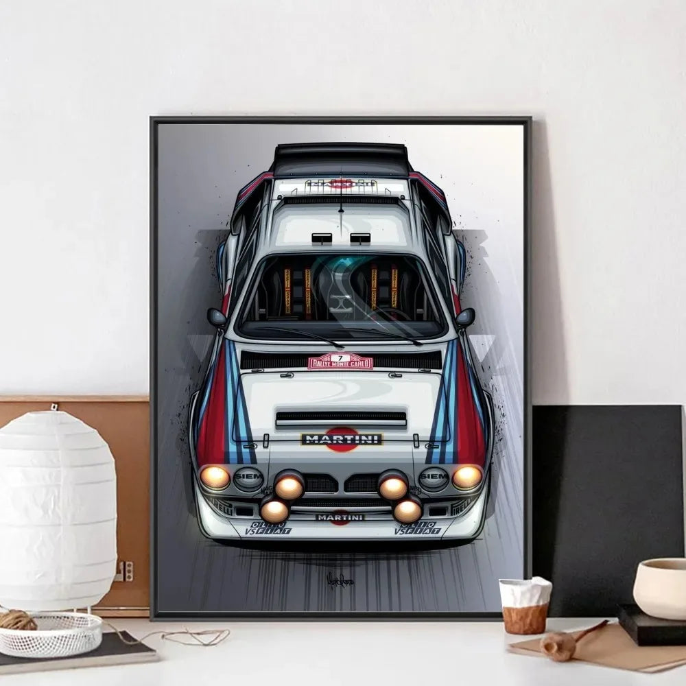 Martini Racing Retro Poster Canvas Painting Bar Retro Poster Mural Modern Home Living Room Bedroom Study Decorative Art Peaceful Pleasures Health and Wellness M 50x70cm Unframed