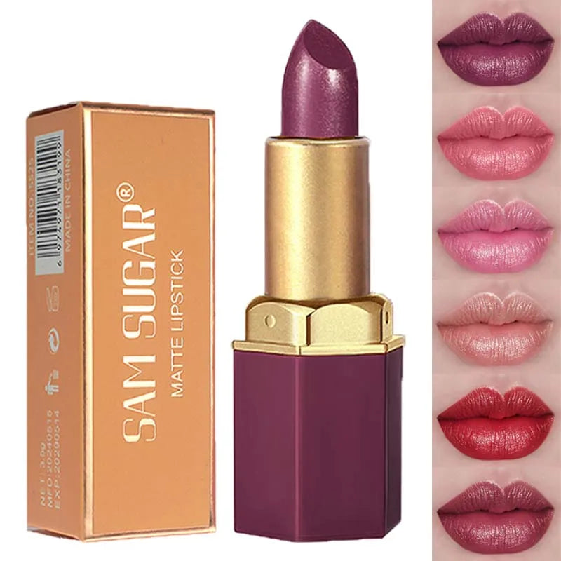 Pearlescent Pink Glitter Velvet Lipstick | Metallic Waterproof