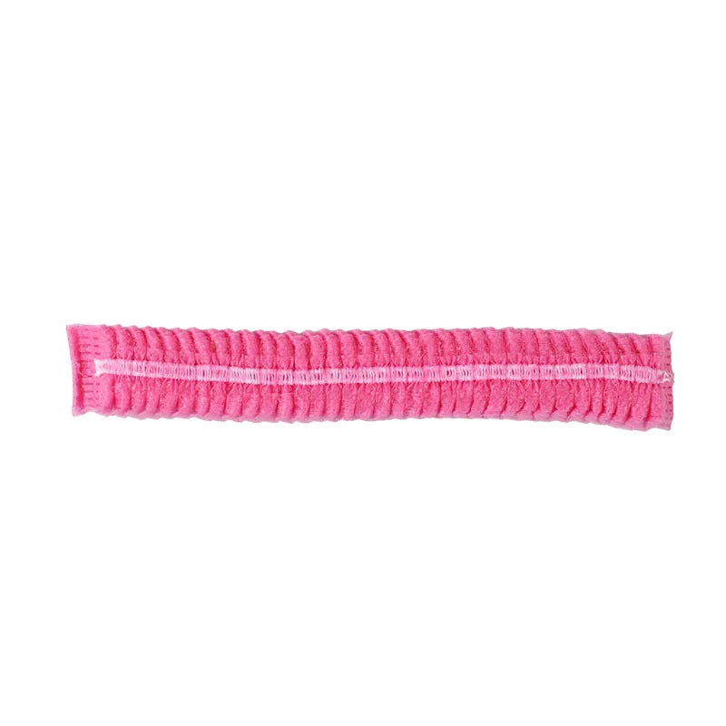 Disposable Non-woven Fabric Strip Caps Head Covers for The Food Industry Hairnet Caps Breathable Dust-proof Caps Peaceful Pleasures Health and Wellness 19inch Pink-100pcs