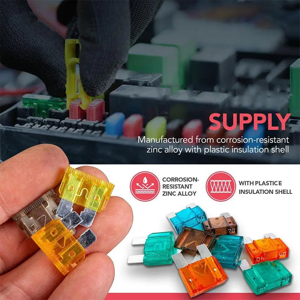 Car Fuse Blade Set Zinc Aluminum Automotive Fuse Assortment Mini Small Medium Size Fuse Box Kit for Vehicle Peaceful Pleasures Health and Wellness
