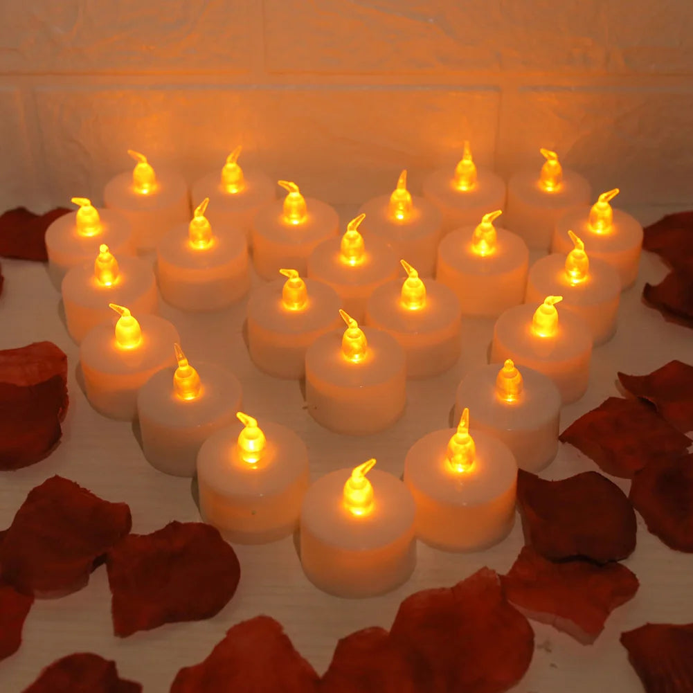 LED Tea Light With/Without Remote Flameless Flickering Candles Electronics Battery Operated Votive Light Home Table Party Decor Peaceful Pleasures Health and Wellness C 24Pc yellow light