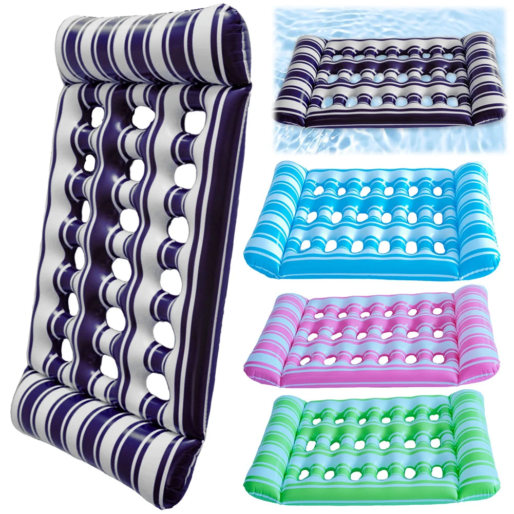 Inflatable Pool Floating Lounger – Foldable PVC Air Mattress Peaceful Pleasures Health and Wellness