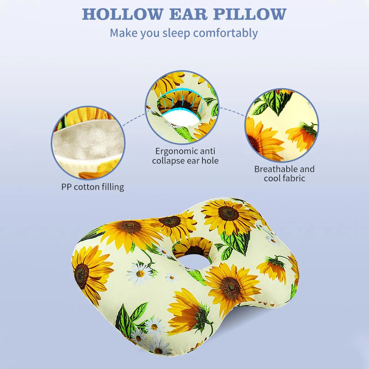 Ear Piercing Pillow – Ergonomic Side Sleeper with Ear Hole