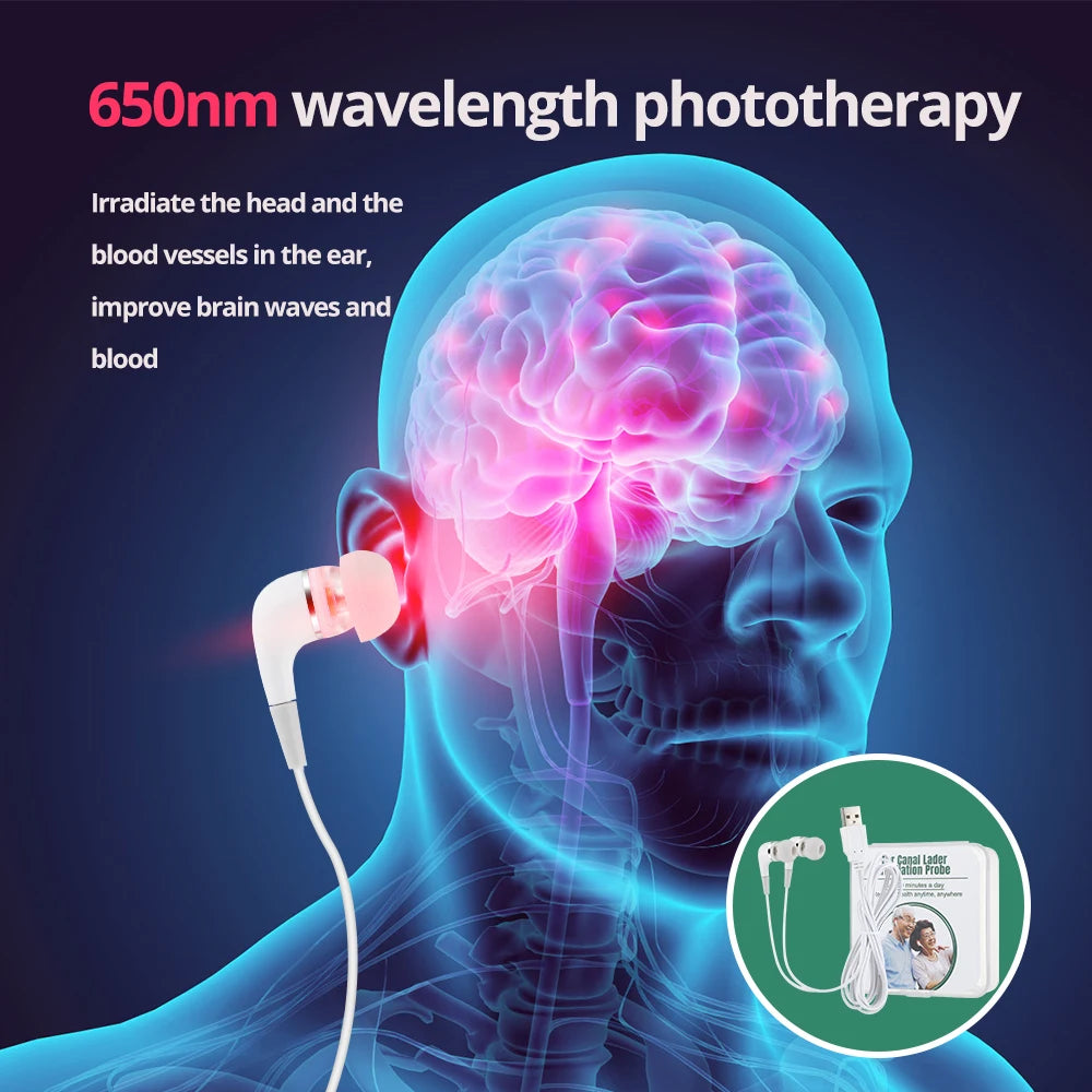 Ear Canal Laser Line 650nm Wavelength Physiotherapy Earplug Balance High Blood Pressure Health Care Reduce Fat Tinnitus Peaceful Pleasures Health and Wellness
