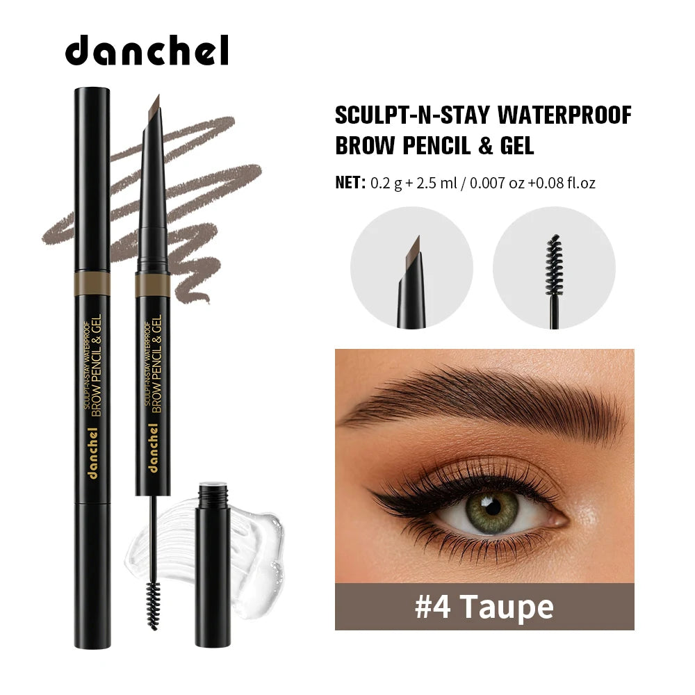 2-in-1 Eyebrow Pencil & Gel Quick Drying Transparent Eyebrow Gel Waterproof Long Lasting Strong-hold Dual-ended Eyebrow Pencil Peaceful Pleasures Health and Wellness Taupe