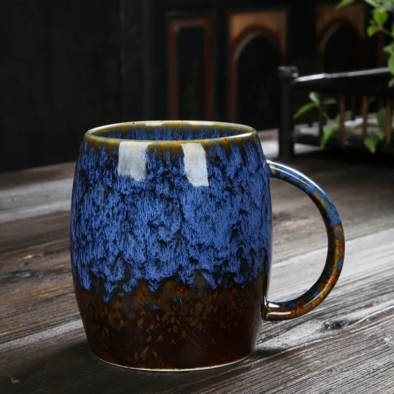 Creative and Personalized Mug Large Capacity Simple Ceramic Men's and Women's Couple Japanese Style Coffee Cup Peaceful Pleasures Health and Wellness