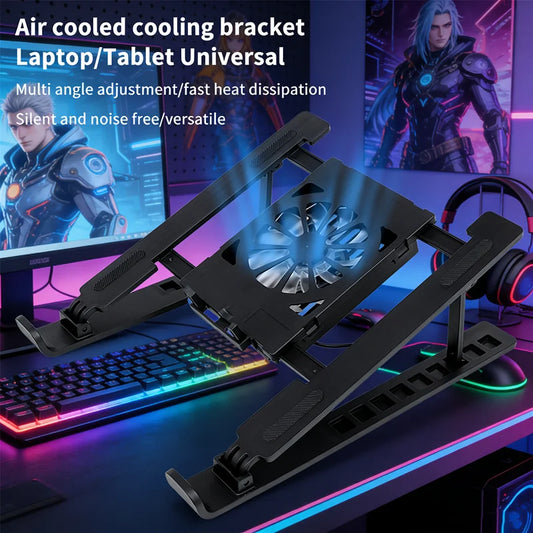 Foldable Laptop Cooling Stand with Built-In Fan | Height Adjustable Laptop Cooling Stand Peaceful Pleasures Health and Wellness