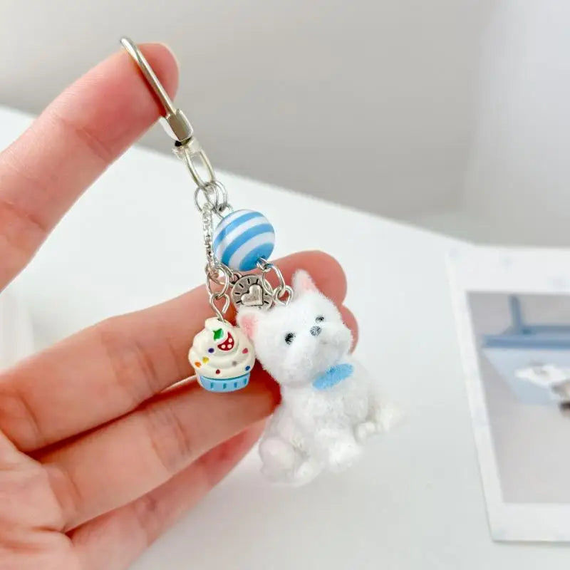 Cute Flocking Bear Pendant Keychain – Bag & Phone Charm Gift Bear Charm Keychain Peaceful Pleasures Health and Wellness style 6