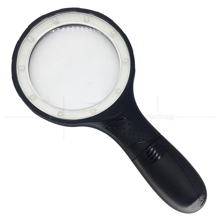 138Mm Large Handheld Magnifier 12 Led Lights Anti Slip Handle Double Magnification Magnifying Glass for Elderly Reading Peaceful Pleasures Health and Wellness