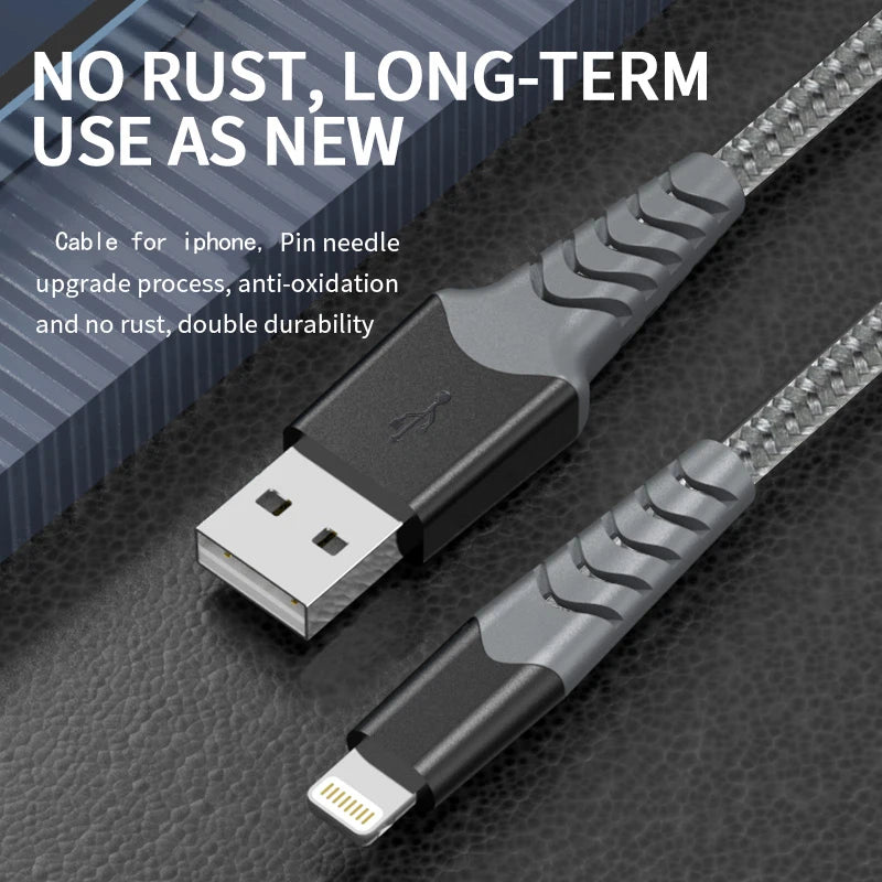 Nylon Braided USB-A to Lightning Cable 1M 2.4A Fast Charging