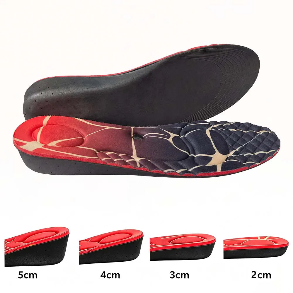 2-5cm Height Increase Insoles for Men and Women, Magnet Massage Invisible Shoe Heel Inserts Lifting Support Pads Peaceful Pleasures Health and Wellness Black Red Height 3cm