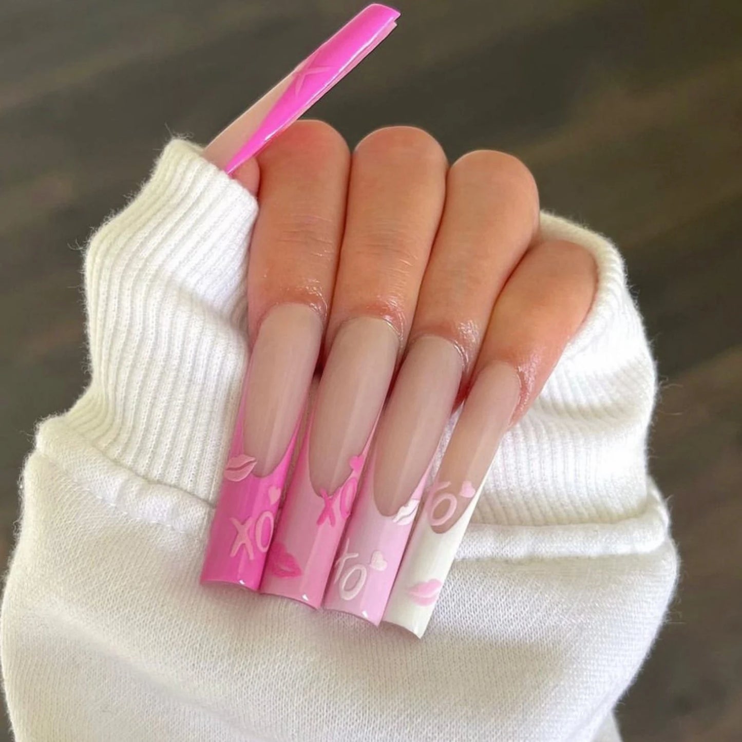 Korean Bow Press On Nails – Wine Red Almond | 24pcs Set