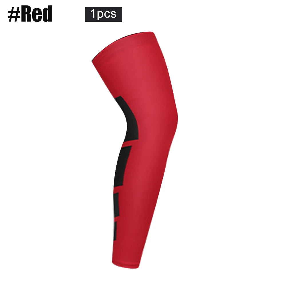 1Pcs Long Compression Leg Sleeves for Women Men,Comfortable & Non-Slip UV Protection Leg Knee Braces Supports for Sports Cycling Peaceful Pleasures Health and Wellness Red L