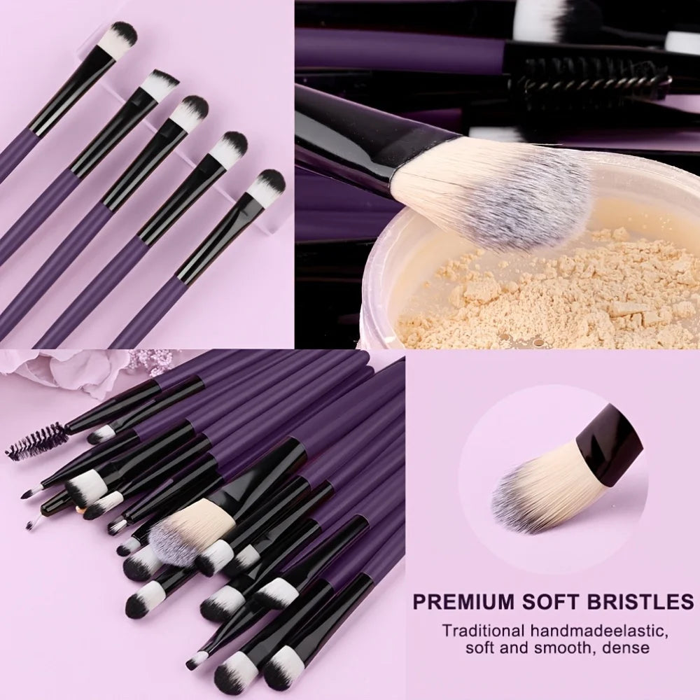 RUNTOIN 20Pcs Makeup Brush Set – Foundation, Blush & Eye