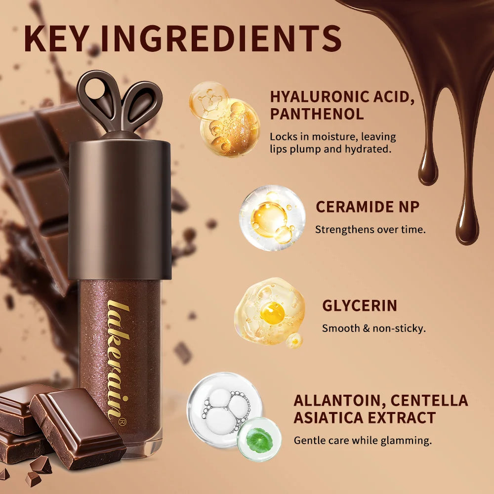 Lakerain Chocolate Rabbit Lip Gloss Mirror Effect Moisturizing Smooth Non-Sticky Long Lasting Hydration Lippy Bunny Lipstick Peaceful Pleasures Health and Wellness