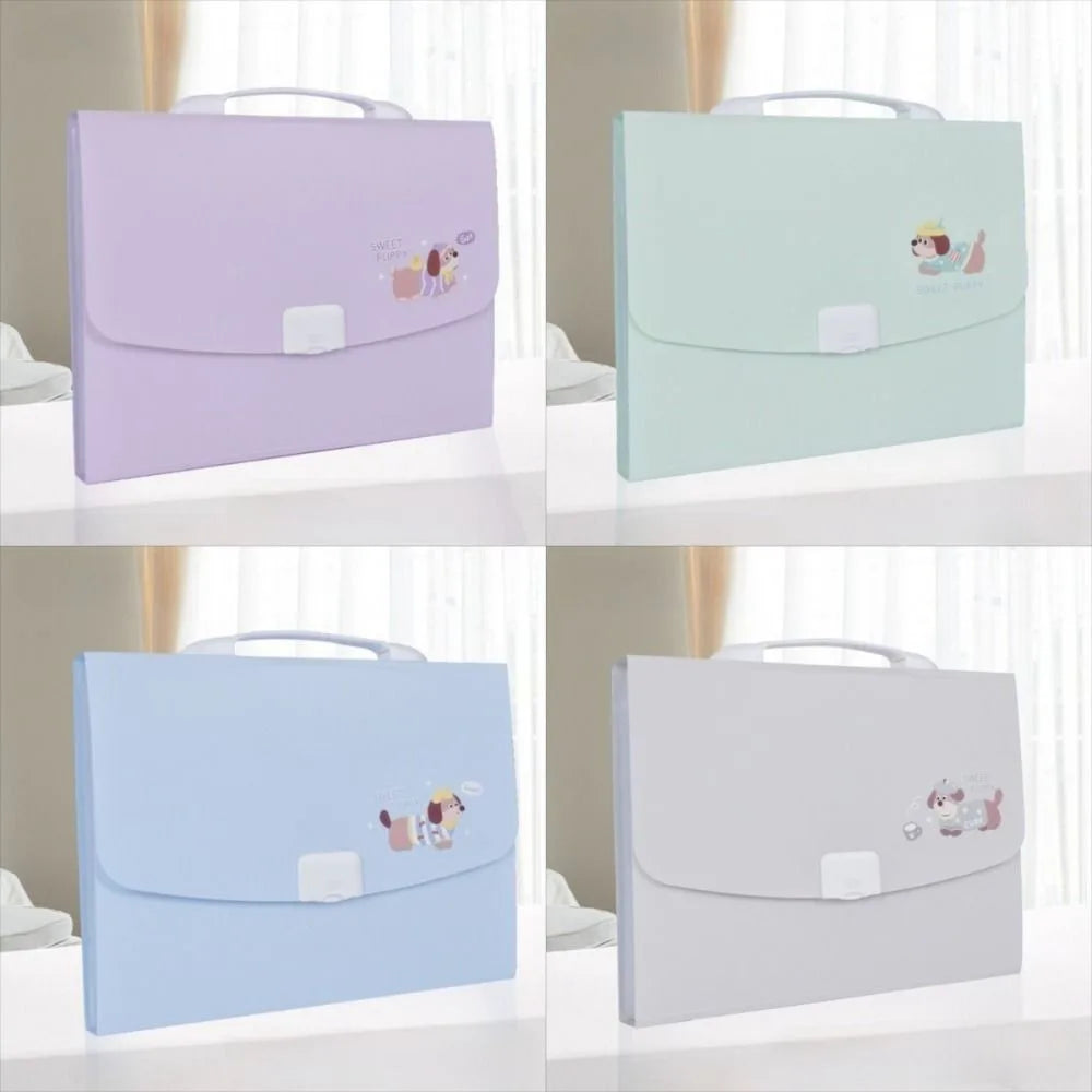 13 Pockets Expanding File Folder a4 Size Multi-Layer Paper Document Storage Holder Cartoon with Handle Portable Organ Bag Peaceful Pleasures Health and Wellness